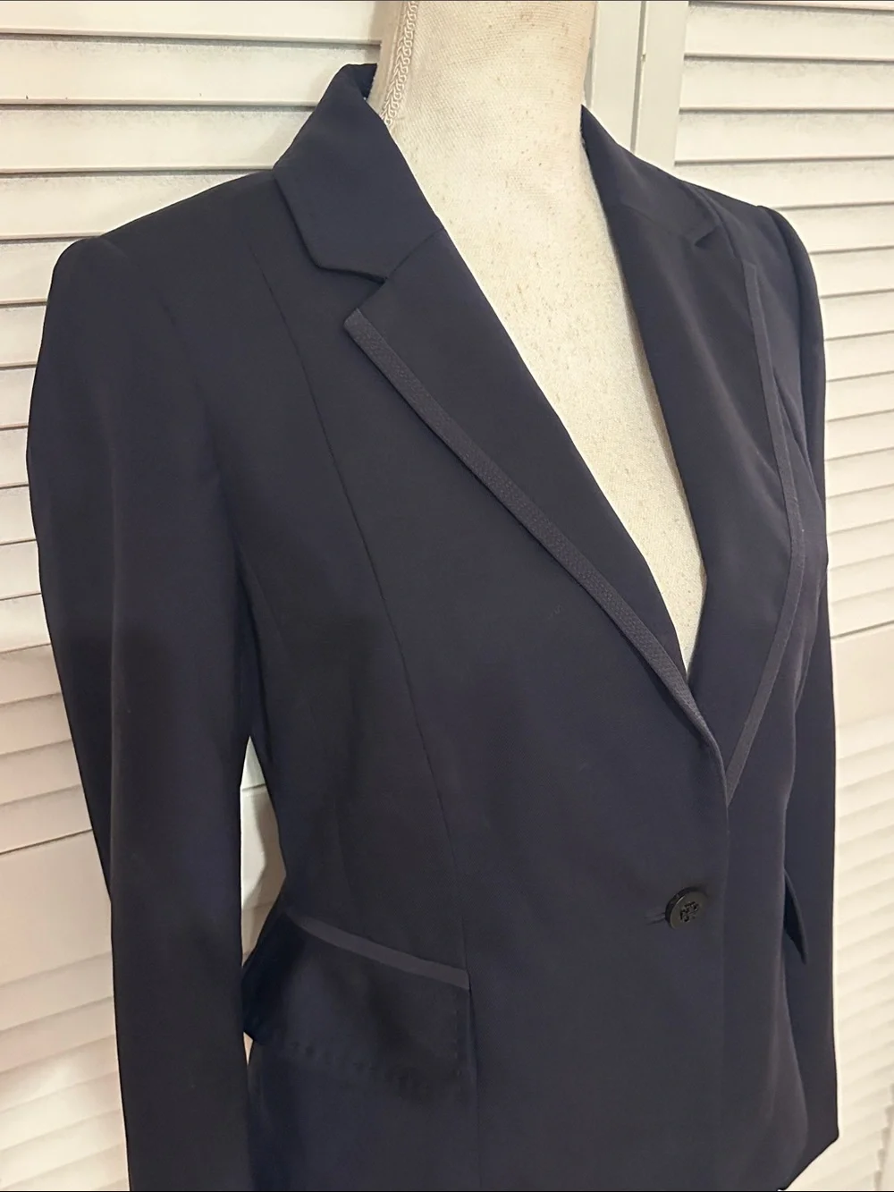 Tory Burch Wool Navy Peplum Single Button Jacket Blazer ! Size 2